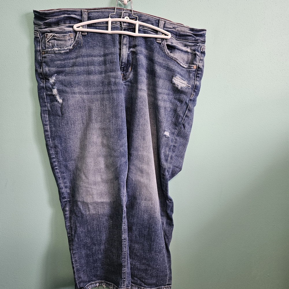 Casual Blue Distressed Boyfriend Jeans